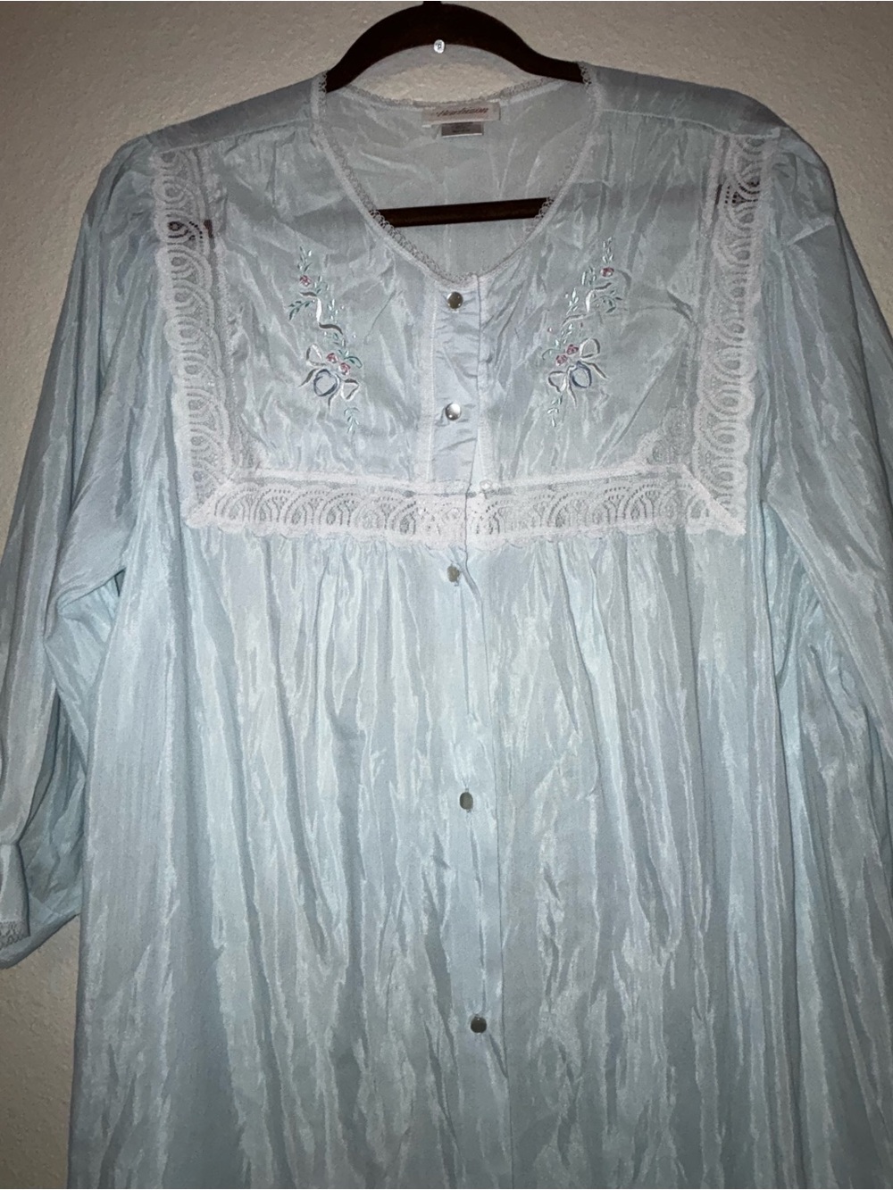 Vintage Barbizon Nightgown Blue Embroidered Cottagecore‎ Prairie Midi size SP - Picture 5 of 11